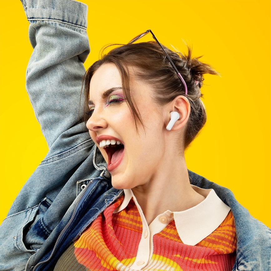 Niceboy Pins 4 - Auriculares sem fios com ANC 400 mAh + 2x 50 mAh IPX4 branco