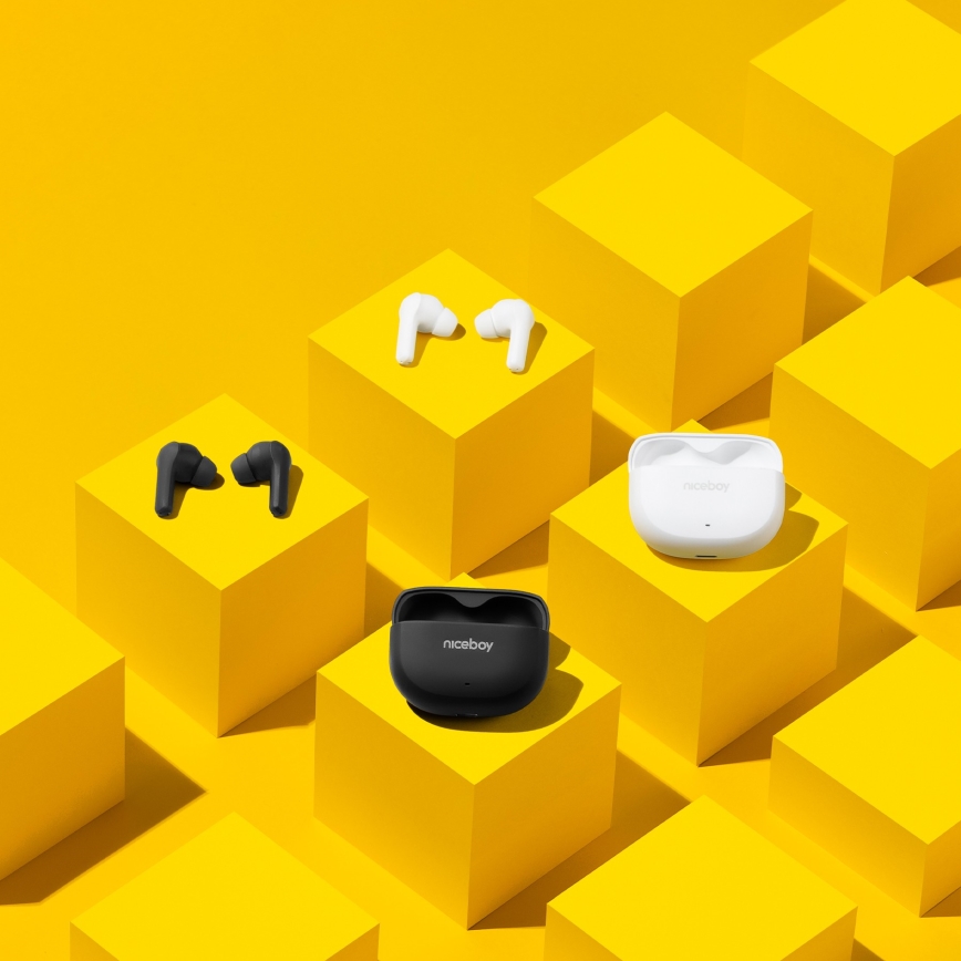 Niceboy Pins 4 - Auriculares sem fios com ANC 400 mAh + 2x 50 mAh IPX4 preto