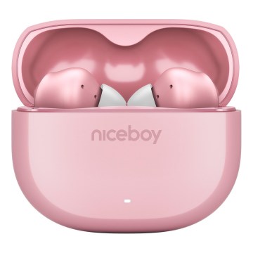 Niceboy Pins 4 - Auscultadores sem fios com ANC, estojo 400 mAh + 2x 50 mAh, IPX4, cor-de-rosa