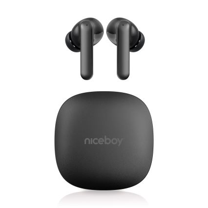 Niceboy Pins 4 PRO -  Auriculares sem fios com ANC 380 mAh + 2x 35 mAh IP54 preto