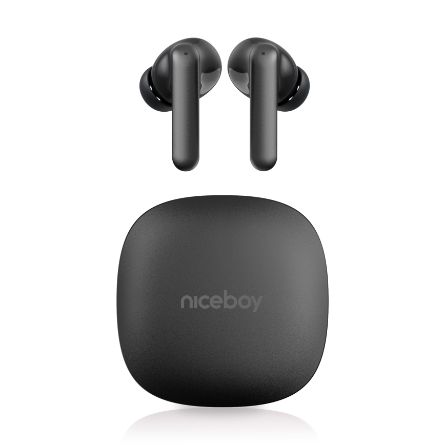 Niceboy Pins 4 PRO -  Auriculares sem fios com ANC 380 mAh + 2x 35 mAh IP54 preto