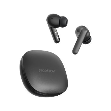 Niceboy Pins 4 PRO -  Auriculares sem fios com ANC 380 mAh + 2x 35 mAh IP54 preto