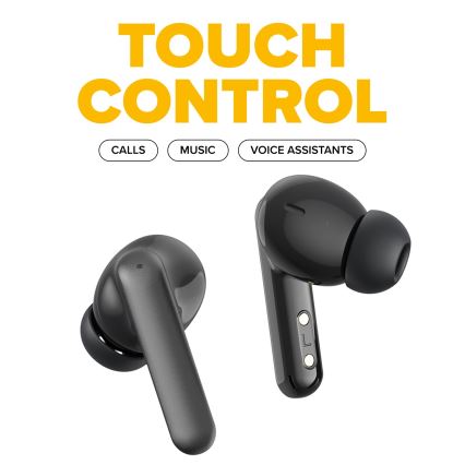Niceboy Pins 4 PRO -  Auriculares sem fios com ANC 380 mAh + 2x 35 mAh IP54 preto