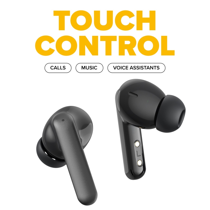 Niceboy Pins 4 PRO -  Auriculares sem fios com ANC 380 mAh + 2x 35 mAh IP54 preto