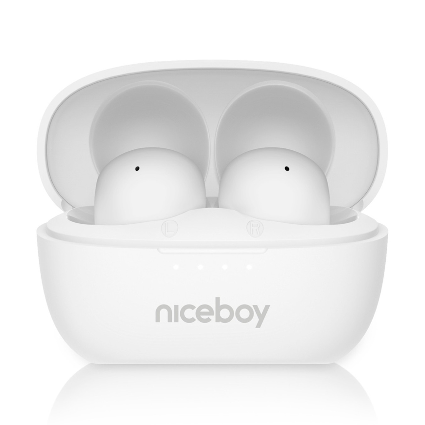 Niceboy Podsie 4 POP - Auriculares sem fios 400 mAh + 2x 40 mAh IPX4 branco