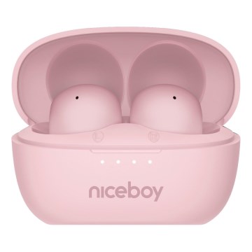 Niceboy Podsie 4 POP - Auriculares sem fios 400 mAh + 2x 40 mAh IPX4 rosa