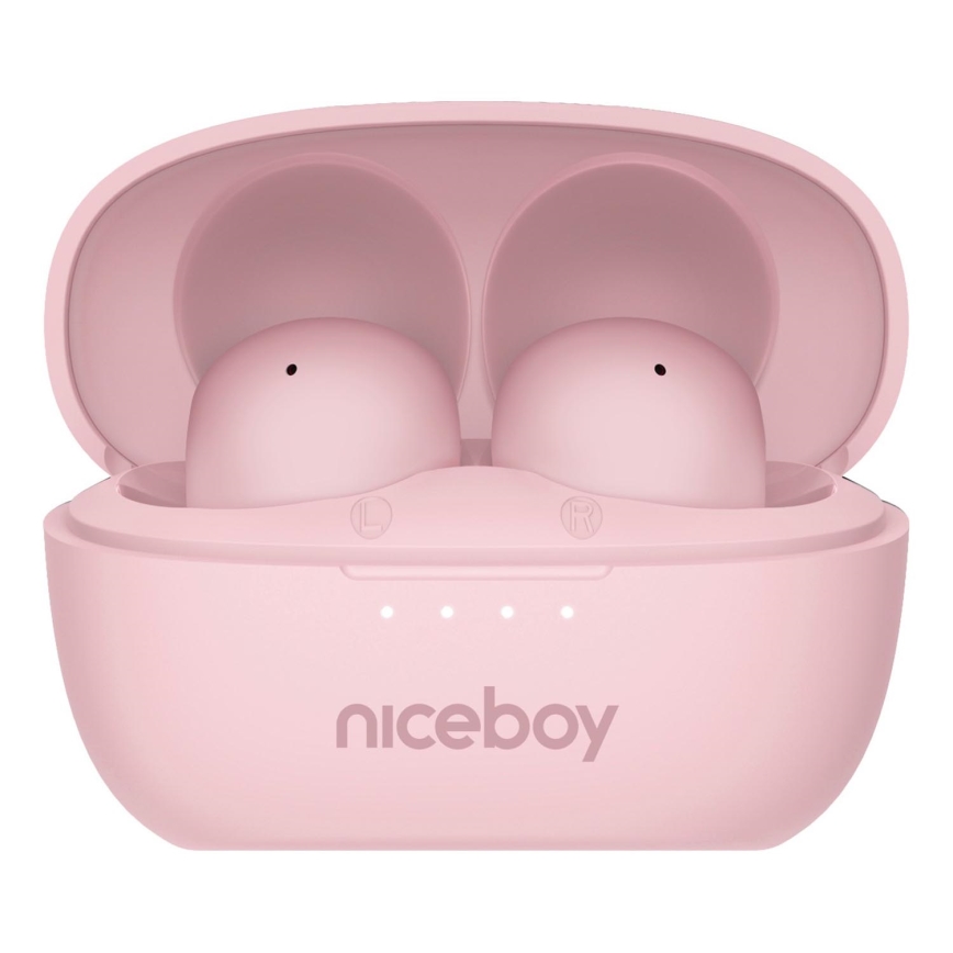 Niceboy Podsie 4 POP - Auriculares sem fios 400 mAh + 2x 40 mAh IPX4 rosa