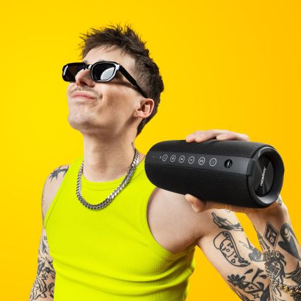 Niceboy Titan 4 - Coluna LED sem fios com microfone e power bank 50W/4000 mAh IPX7 preto