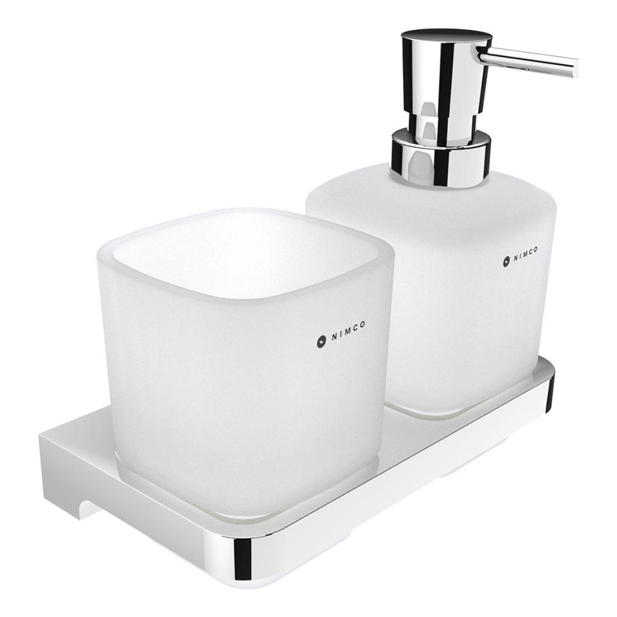 NIMCO MA 2905831C-26 - Distribuidor de sabão para parede e suporte para escova de dentes MAYA 320 mm mate copo/cromado brilhante