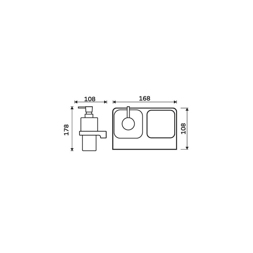 NIMCO MA 2905831H-26 - Distribuidor de sabão para parede e suporte para escova de dentes MAYA 290 mm mate copo/cromado brilhante