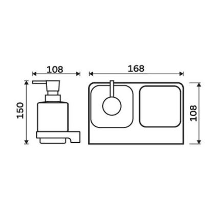 NIMCO MAC 2905831C-T-90 - Distribuidor de sabão para parede e suporte para escova de dentes MAYA 320 mm mate copo/mate preto