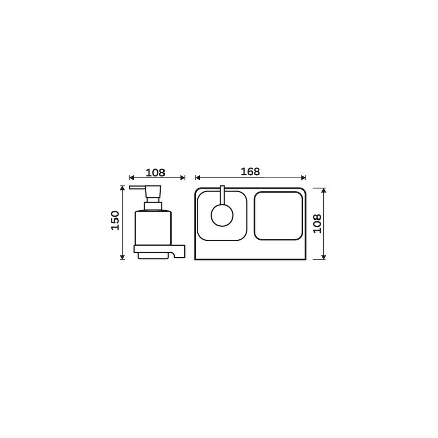 NIMCO MAC 2905831C-T-90 - Distribuidor de sabão para parede e suporte para escova de dentes MAYA 320 mm mate copo/mate preto