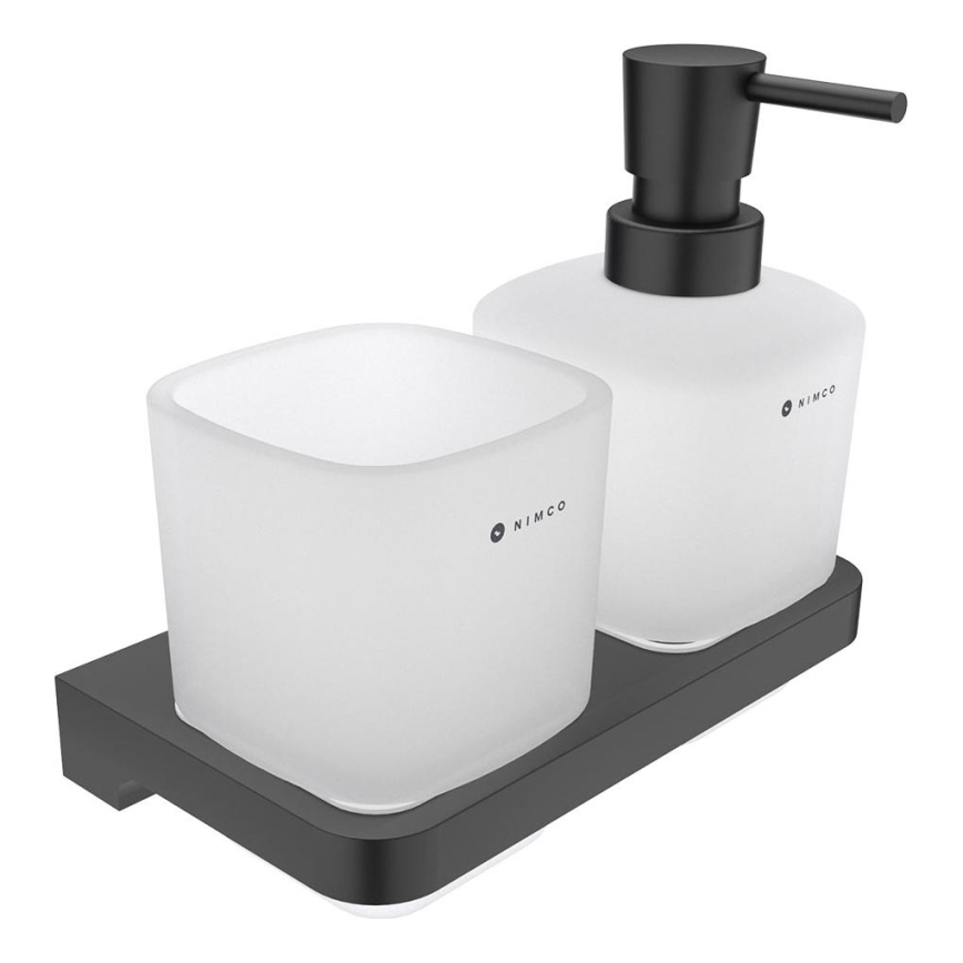 NIMCO MAC 2905831C-T-90 - Distribuidor de sabão para parede e suporte para escova de dentes MAYA 320 mm mate copo/mate preto