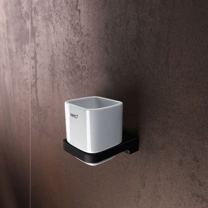 NIMCO MAC conjunto-31K-T-90 - Distribuidor de sabonete de parede, suporte para escovas de dentes e gancho de parede MAYA 320 mm branco/mate preto