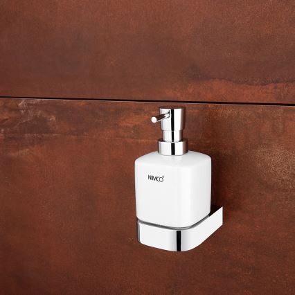NIMCO NK conjunto-31K-26 - Distribuidor de sabonete de parede, suporte para escovas de dentes e gancho de parede NIKAU 320 mm branco/cromado brilhante