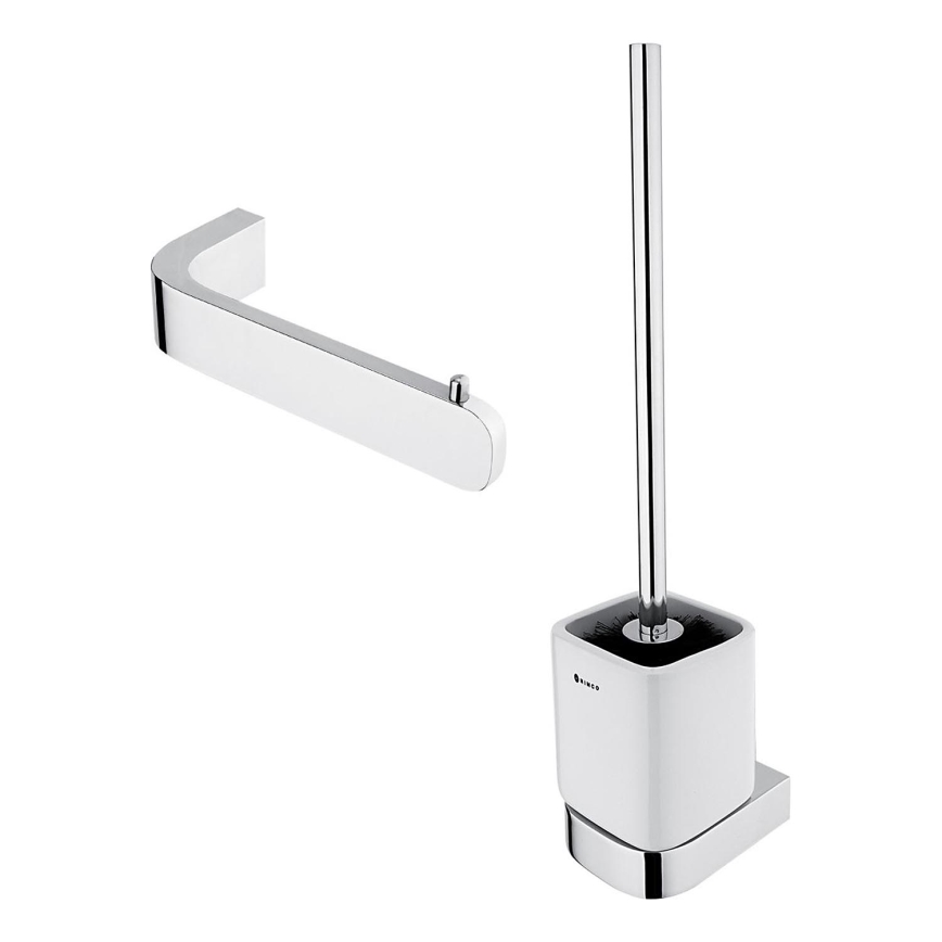 NIMCO NK conjunto-94KN-26 - Piaçaba de parede e suporte para papel higiénico NIKAU branco/cromado brilhante