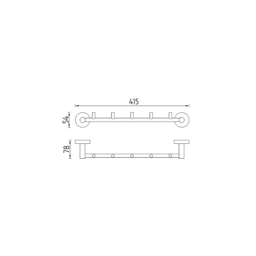 NIMCO UN 13054-5-26 - Suporte de parede para toalha UNIX 41,5 cm cromado brilhante