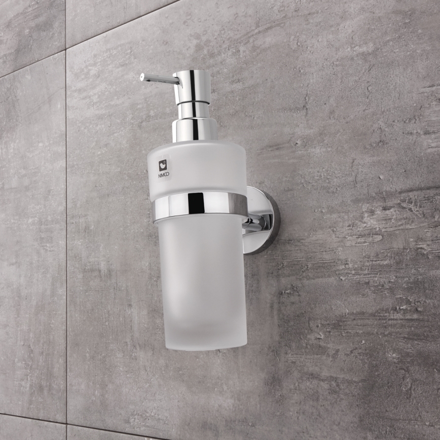 NIMCO UN conjunto-31W-26 - Distribuidor de sabonete de parede, suporte para escovas de dentes e gancho de parede UNIX 250 mm mate copo/cromado brilhante