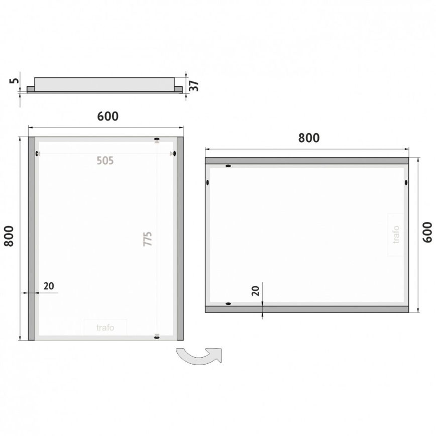 NIMCO ZP 11002 - Espelho com retroiluminação LED para casa de banho LED/24W/230V 6500K 80x60 cm IP44