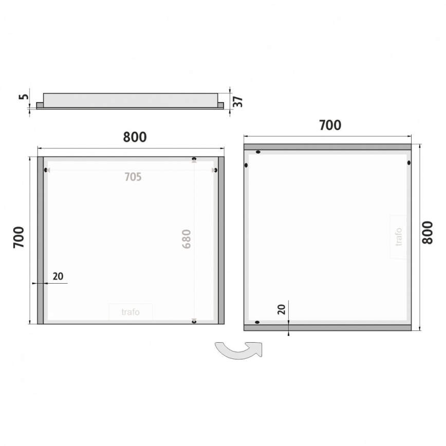 NIMCO ZP 11003 - Espelho com retroiluminação LED para casa de banho LED/21W/230V 6500K 70x80 cm IP44