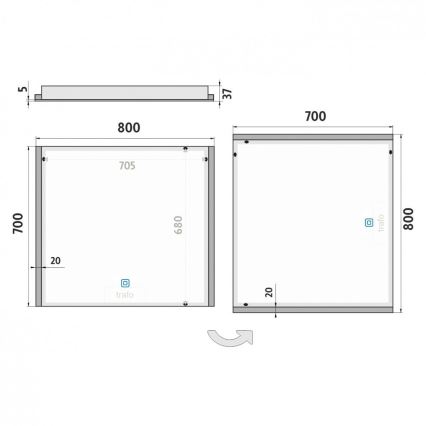 NIMCO ZP 11003V - Espelho com retroiluminação LED para casa de banho com regulação LED/21W/230V 3000-6500K 70x80 cm IP44