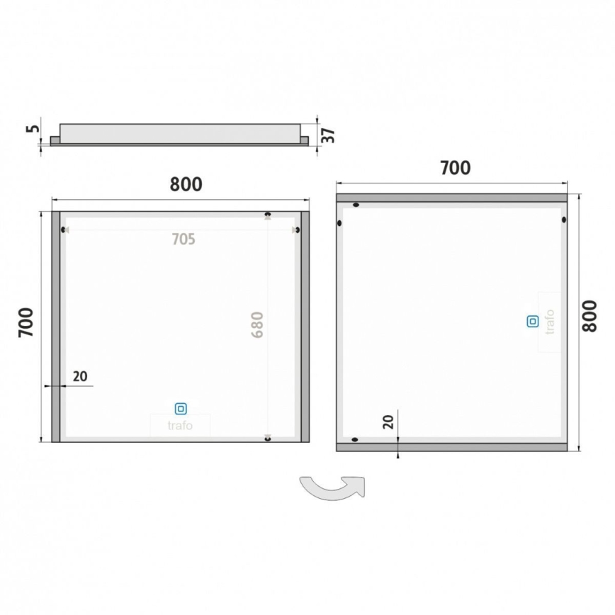 NIMCO ZP 11003V - Espelho com retroiluminação LED para casa de banho com regulação LED/21W/230V 3000-6500K 70x80 cm IP44