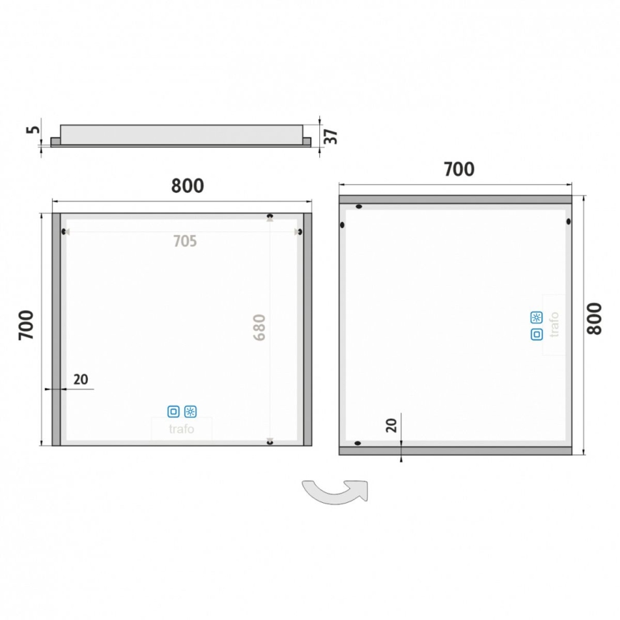 NIMCO ZP 11003VX - Espelho com retroiluminação LED para casa de banho com regulação LED/21W/230V 3000-6500K 70x80 cm IP44