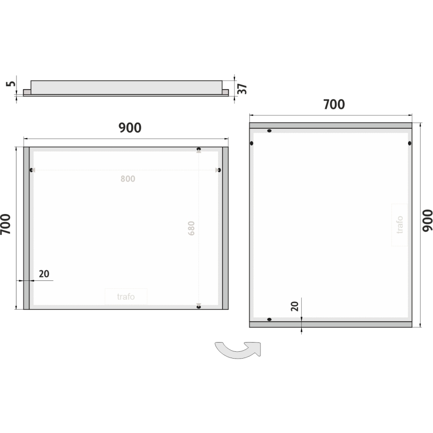 NIMCO ZP 11019 - Espelho com retroiluminação LED para casa de banho LED/21W/230V 6500K 70x90 cm IP44
