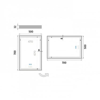 NIMCO ZP 13001VX - Espelho com retroiluminação LED de casa de banho com regulação LED/35W/230V 3000-6500K 70x50 cm IP44