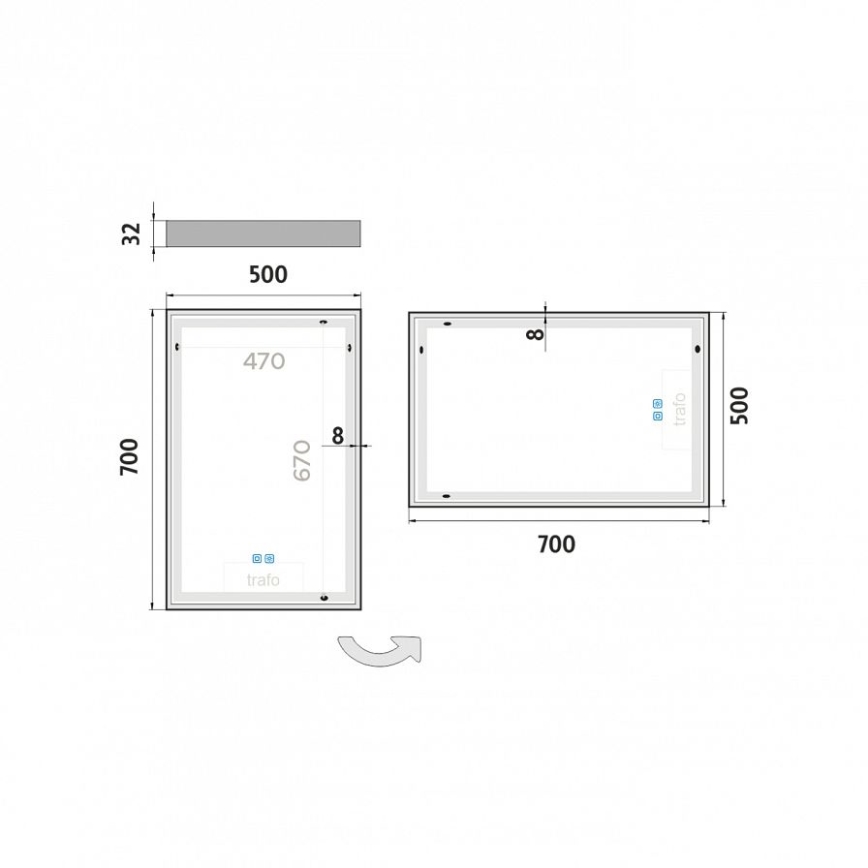 NIMCO ZP 13001VX - Espelho com retroiluminação LED de casa de banho com regulação LED/35W/230V 3000-6500K 70x50 cm IP44