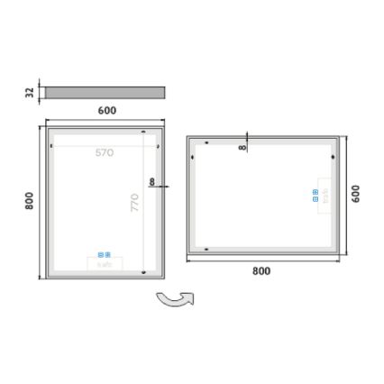 NIMCO ZP 13002VX - Espelho com retroiluminação LED de casa de banho com regulação LED/41W/230V 3000-6500K 80x60 cm IP44