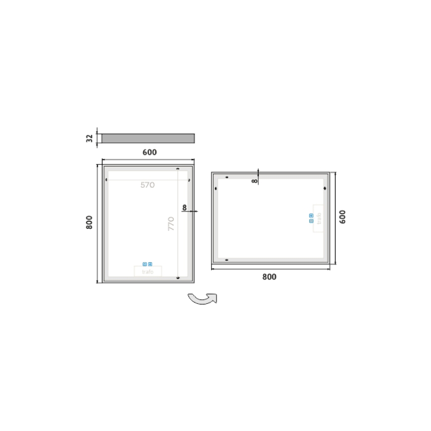 NIMCO ZP 13002VX - Espelho com retroiluminação LED de casa de banho com regulação LED/41W/230V 3000-6500K 80x60 cm IP44