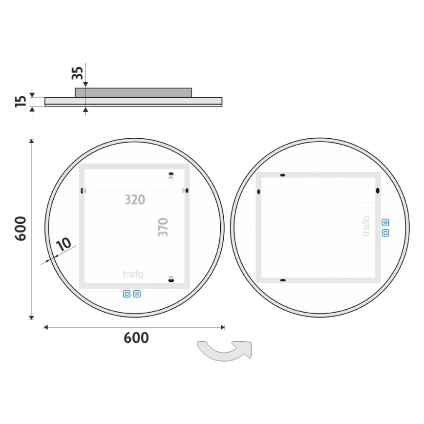 NIMCO ZP 26000RVX - Espelho com retroiluminação LED para casa de banho com regulação LED/26W/230V 3000-6500K diâmetro 60 cm IP44