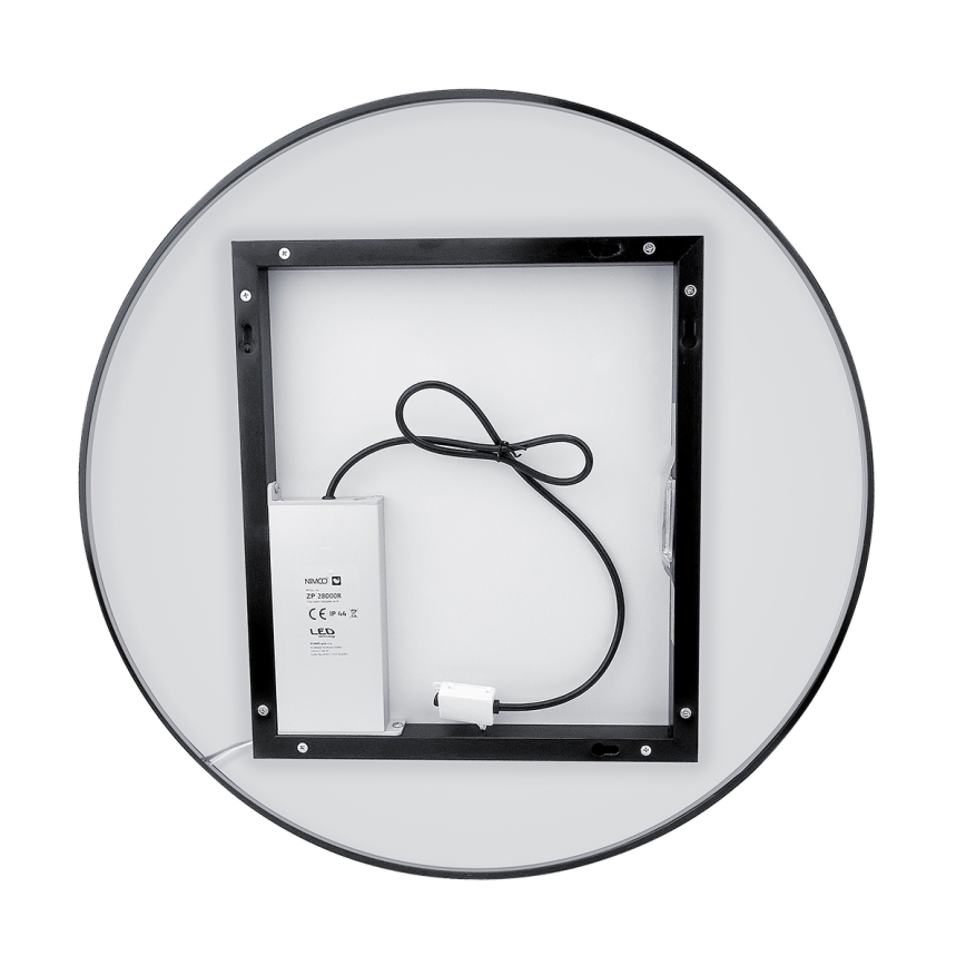 NIMCO ZPC 31001RVX-90 - Espelho com retroiluminação LED para casa de banho com regulação LED/22W/230V 3000-6500K diâmetro 70 cm mate preto IP44