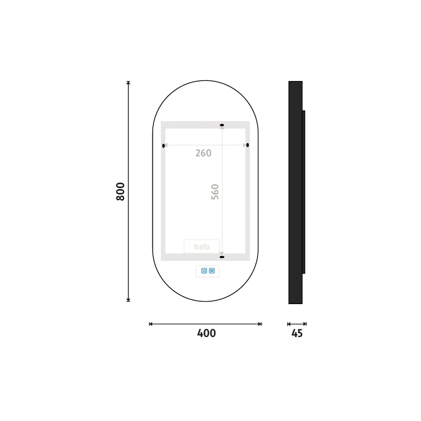 NIMCO ZPC 32002LVX-90 - Espelho com retroiluminação LED para casa de banho com regulação LED/25W/230V 3000-6500K 80x40 cm mate preto  IP44