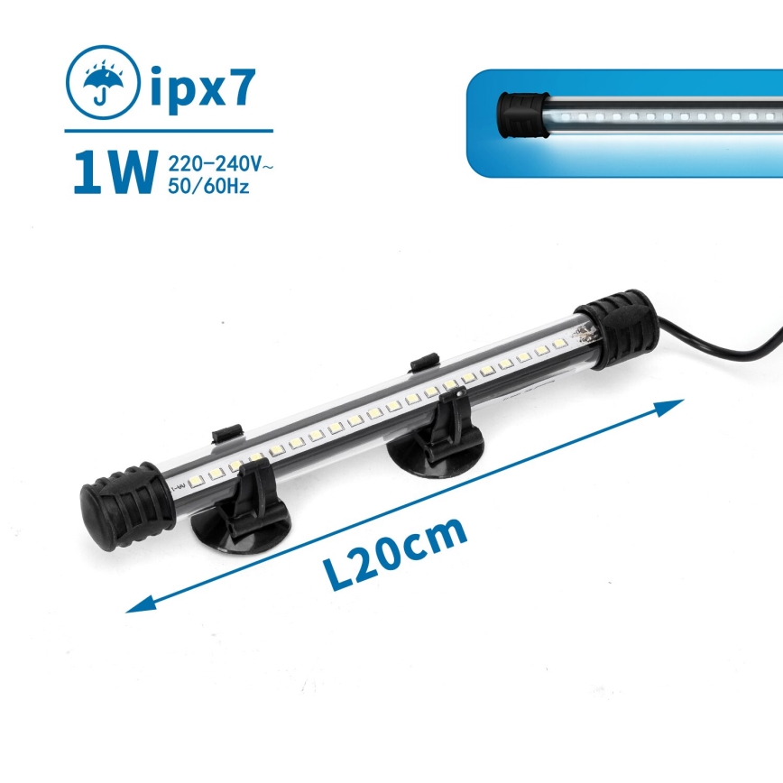 Nobleza - Iluminação LED para aquários LED/1W/230V IPX7 20 cm
