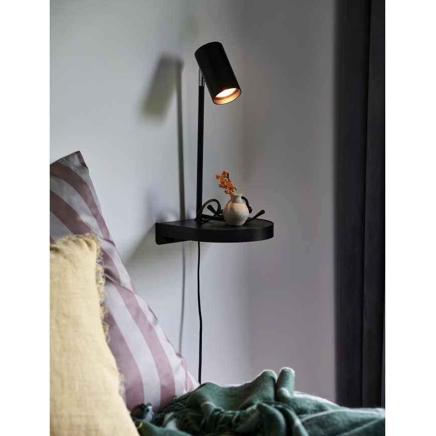 Nordlux - Aplique de parede com prateleira CODY 1xGU10/15W/230V preto