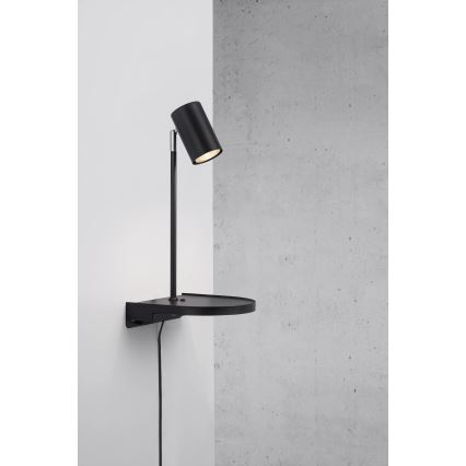 Nordlux - Aplique de parede com prateleira CODY 1xGU10/15W/230V preto