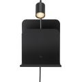 Nordlux - Aplique de parede com prateleira e USB ROOMI 1xGU10/8W/230V preto