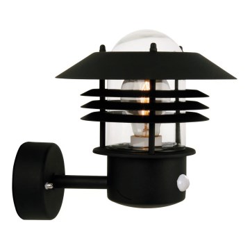 Nordlux - Aplique de parede exterior com sensor VEJERS 1xE27/60W/230V IP54 preto