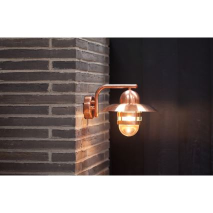 Nordlux - Aplique de parede exterior NIBE 1xE27/60W/230V IP54, acabamento em cobre
