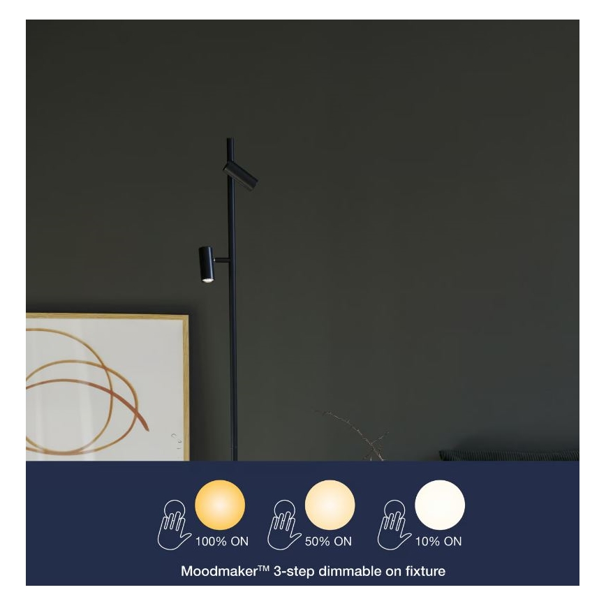 Nordlux - LED Regulação táctil candeeiro de chão OMARI 2xLED/3,2W/230V preto