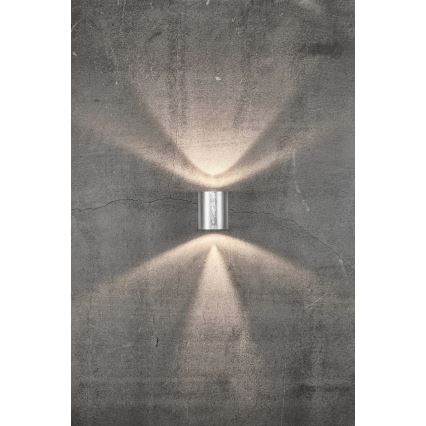 Nordlux - Candeeiro de parede exterior LED CANTO 2xLED/6W/230V IP44 prateado