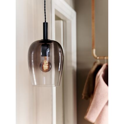 Nordlux - Candeeiro pendente UMA com cabo, 1xE27/40W/230V, Ø 18 cm, preto/fumado