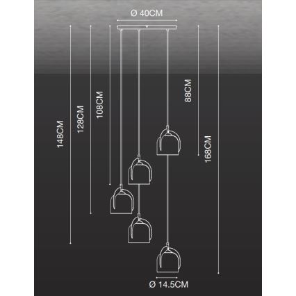 Nordlux - Candeeiro suspenso BOSHI 5xE14/40W/230V