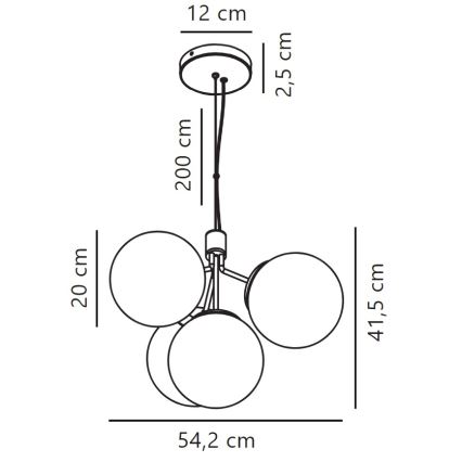Nordlux - Candeeiro suspenso IVONA 4xE27/28W/230V preto