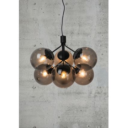 Nordlux - Candeeiro suspenso IVONA 6xE27/28W/230V preto