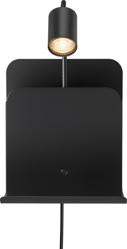 Nordlux - Foco de parede com prateleira e porta USB ROOMI 1xGU10/8W/230V preto