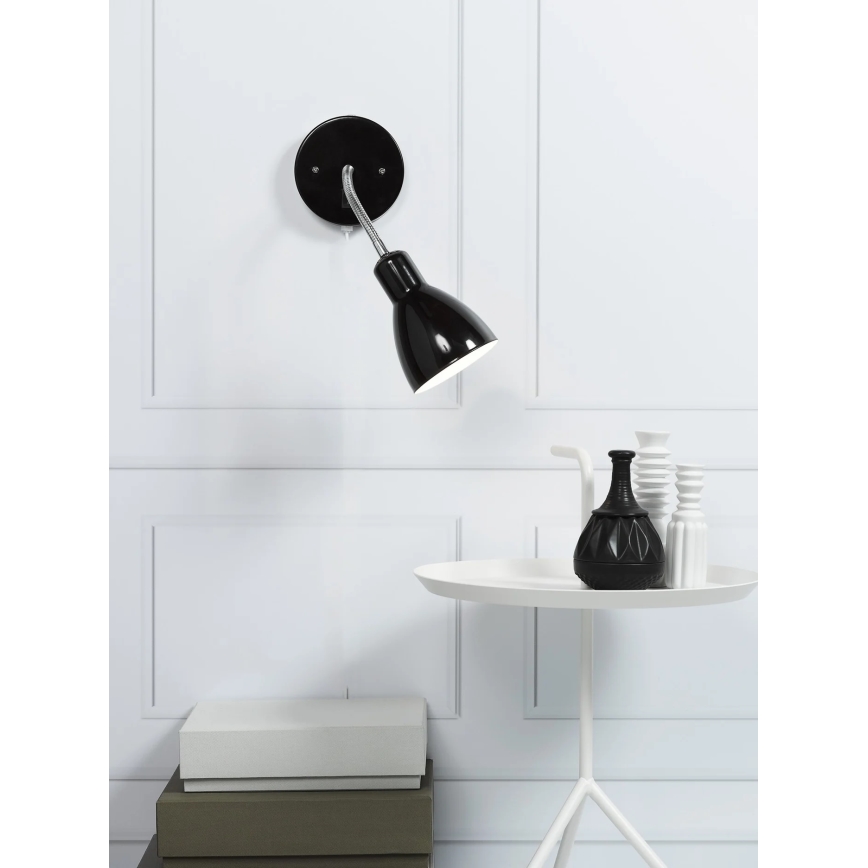 Nordlux - Luz de parede flexível CYCLONE 1xE14/15W/230V preto