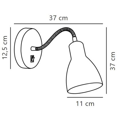 Nordlux - Luz de parede flexível CYCLONE 1xE14/15W/230V preto